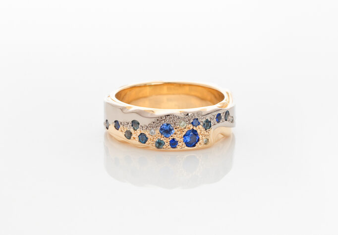 Sea Spray Sapphire and Diamond Ring