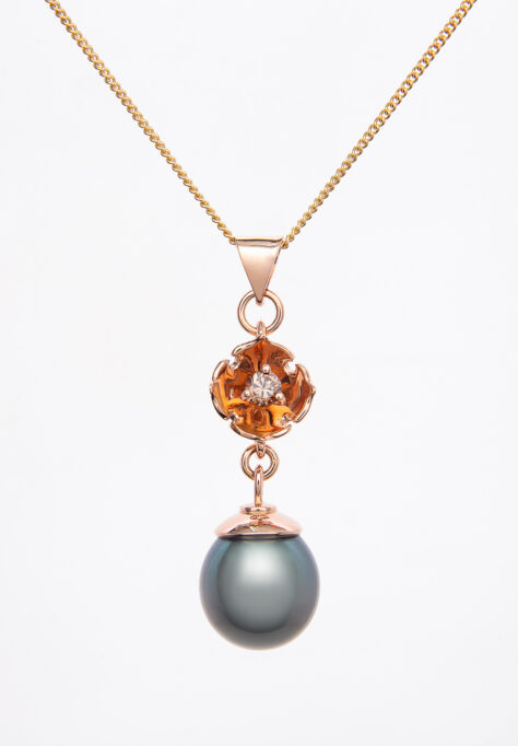 Black Pearl Champagne Blossom Pendant