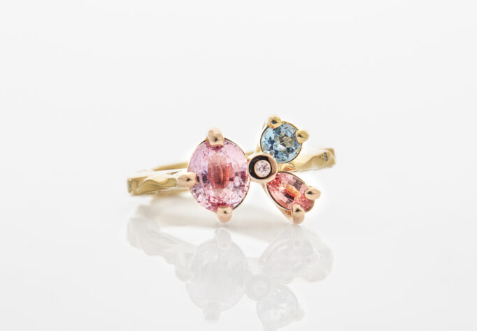 Padparadscha Sapphire Posy Ring