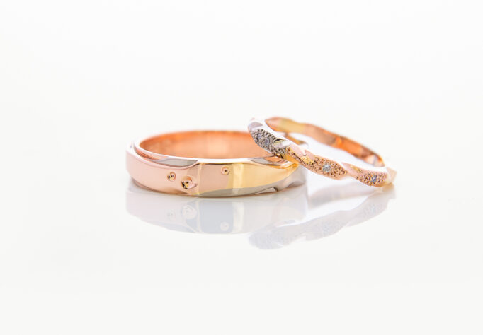 Angophora Sunset Wedding Rings