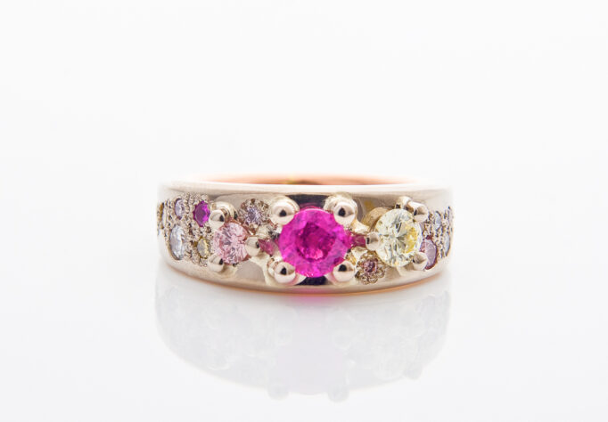 Lemon-scented Ruby Cherry Blossom Ring