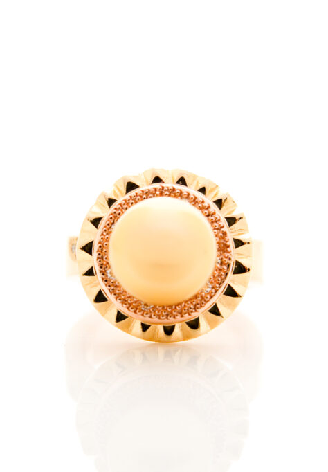 Golden Pearl Sunflower Ring